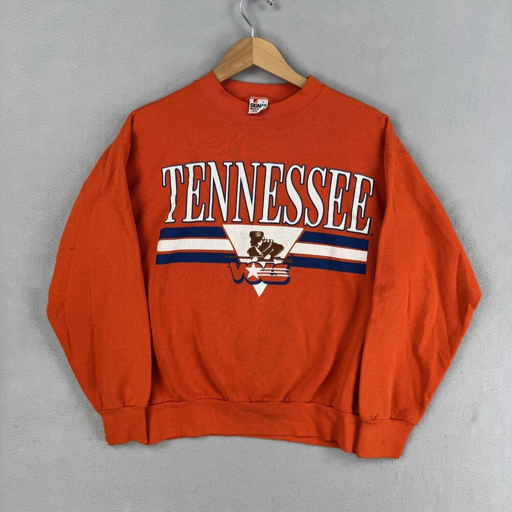 Vintage Tennessee Volunteers Sweatshirt Mens Large Orange NCAA Football Signal